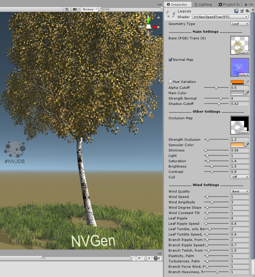Shader for Unity SpeedTree. Old, Legacy. Free Unity Asset.